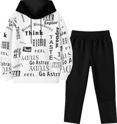UNFLD Boys & Girls Casual Sweatshirt Pyjama(White)