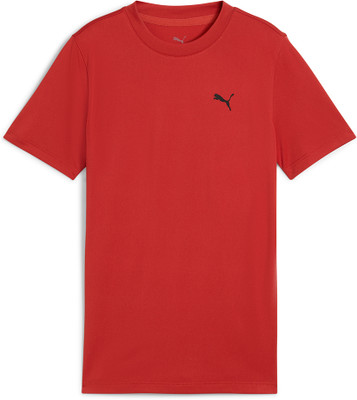PUMA Boys Solid Polyester Regular T Shirt(Red, Pack of 1)