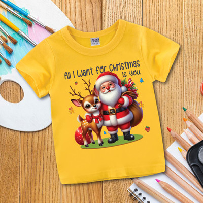 MOMS DESIRE Baby Boys & Baby Girls Self Design Cotton Blend Regular T Shirt(Yellow, Pack of 1)