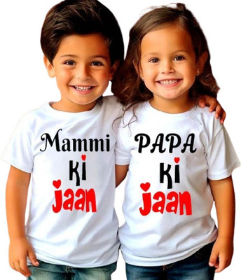 INDIAN EAGLE Boys & Girls Typography Polyester Regular T Shirt(White, Pack of 2)