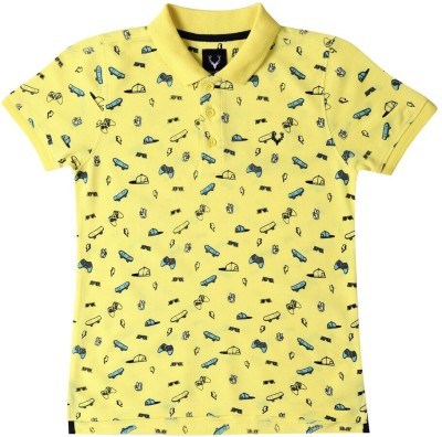 Allen Solly Boys Printed Polycotton Regular T Shirt(Yellow, Pack of 1)