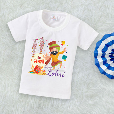 Babywish Boys Typography, Graphic Print Cotton Blend Regular T Shirt(White, Pack of 1)
