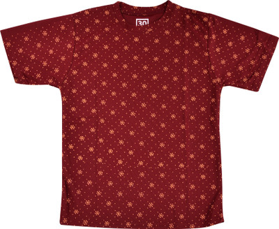 mdp Boys & Girls Printed Cotton Blend Regular T Shirt(Red, Pack of 1)