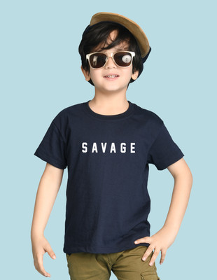 Nusyl Boys Graphic Print Cotton Blend Oversized T Shirt(Blue, Pack of 1)