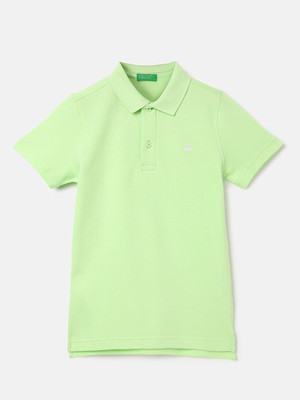 United Colors of Benetton Baby Boys Self Design Pure Cotton Regular T Shirt(Green, Pack of 1)