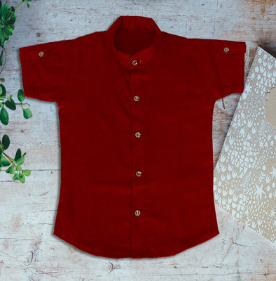 krina fshion Boys Solid Cotton Blend Regular T Shirt(Maroon, Pack of 1)