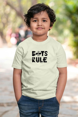 CHOMMBOOKA TRENDING Boys Typography Cotton Blend Regular T Shirt(Multicolor, Pack of 1)