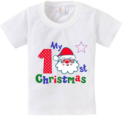 Babywish Boys & Girls Printed Pure Cotton Regular T Shirt(White, Pack of 1)