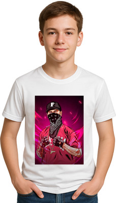 Jugaadify Boys & Girls Graphic Print Polyester Regular T Shirt(White, Pack of 1)
