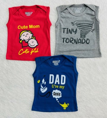 Piku Store Baby Boys & Baby Girls Graphic Print Cotton Blend T Shirt(Red, Pack of 1)