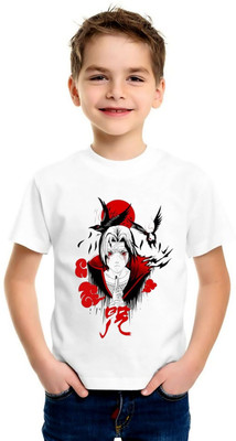 mahiifashionhub Boys Printed Pure Cotton Regular T Shirt(White, Pack of 1)