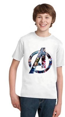 ORATEIS Boys Superhero Cotton Blend Regular T Shirt(White, Pack of 1)
