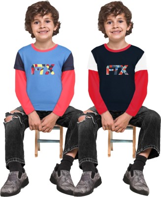 FTX Boys Solid Polyester Regular T Shirt(Multicolor, Pack of 2)