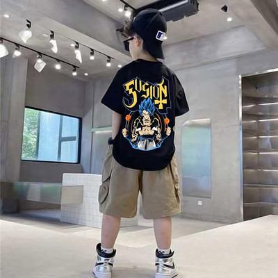 toystshirt Boys Typography, Printed Pure Cotton Oversized T Shirt(Black, Pack of 1)