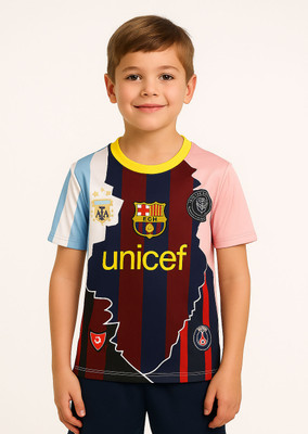 BUGOAT Boys & Girls Typography, Graphic Print Polyester Regular T Shirt(Multicolor, Pack of 1)