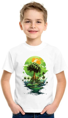 VTSports Boys & Girls Printed Polyester Regular T Shirt(White, Pack of 1)
