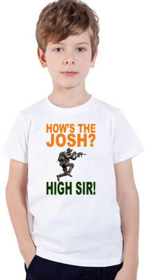INDIAN EAGLE Boys & Girls Printed Polyester Regular T Shirt(White, Pack of 1)