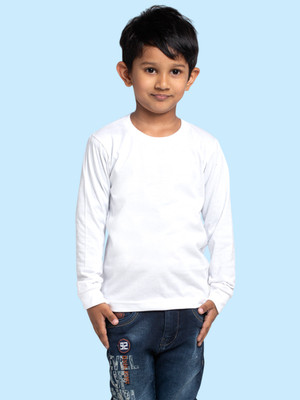 FBAR Boys Solid Pure Cotton Regular T Shirt(White, Pack of 1)