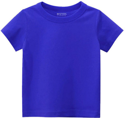 BESTEESCLOTHING Boys Solid Pure Cotton Regular T Shirt(Blue, Pack of 1)