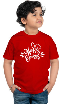 CHOMMBOOKA TRENDING Boys & Girls Self Design Cotton Blend Regular T Shirt(Red, Pack of 1)