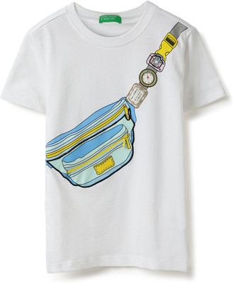 United Colors of Benetton Baby Boys Printed Pure Cotton Regular T Shirt(White, Pack of 1)