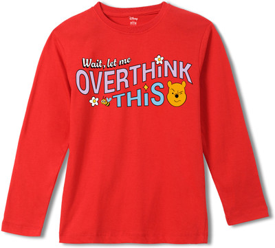 WEAR YOUR MIND Boys Graphic Print Pure Cotton Regular T Shirt(Red, Pack of 1)