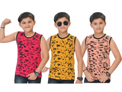 INDIA FASHION FAB Boys Printed Pure Cotton Regular T Shirt(Multicolor, Pack of 3)