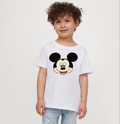Kp Printofashions Boys & Girls Printed Polyester Regular T Shirt(White, Pack of 1)
