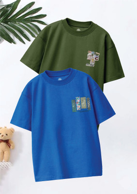 Codez Boys Graphic Print Pure Cotton Oversized T Shirt(Multicolor, Pack of 2)