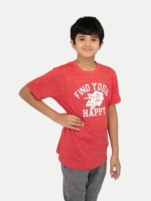 radprix Boys Typography, Printed Cotton Blend T Shirt(Red, Pack of 1)