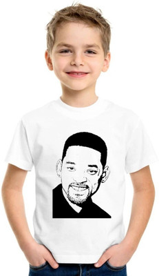 Shubham designer gallery Boys Printed Polyester Regular T Shirt(White, Pack of 1)