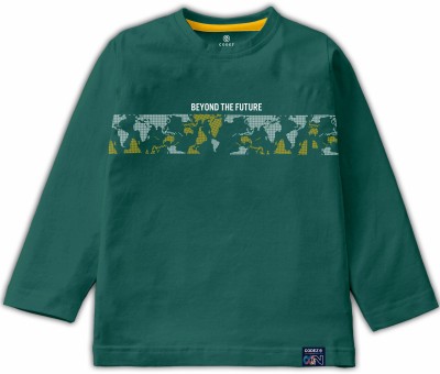 Codez Boys Typography Cotton Blend T Shirt(Green, Pack of 1)