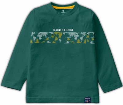 Codez Boys Typography Cotton Blend Regular T Shirt(Green, Pack of 1)