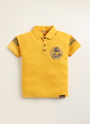 SARDAR DRESSES Boys Printed Cotton Blend Regular T Shirt(Yellow, Pack of 1)