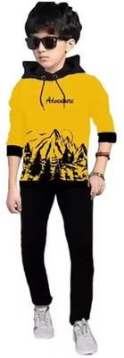 BG ONLINE Boys & Girls Printed Cotton Blend Regular T Shirt(Yellow, Pack of 1)