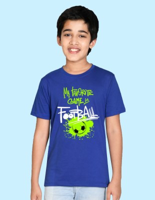 Nusyl Boys Graphic Print Cotton Blend T Shirt(Blue, Pack of 1)