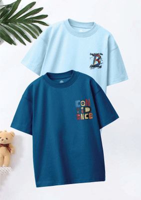 Codez Boys Graphic Print Pure Cotton Oversized T Shirt(Multicolor, Pack of 2)