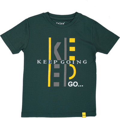 YALZZ Boys Printed Pure Cotton Regular T Shirt(Dark Green, Pack of 1)