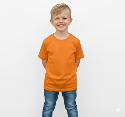 shhop Boys & Girls Solid Pure Cotton Regular T Shirt(White, Pack of 1)