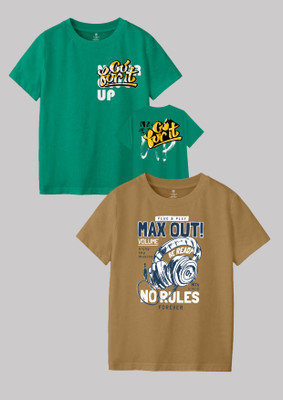 Codez Boys Printed Cotton Blend Regular T Shirt(Multicolor, Pack of 2)