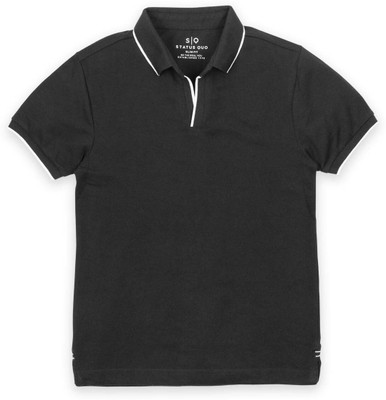 Status Quo Boys Solid Pure Cotton Slim T Shirt(Black, Pack of 1)
