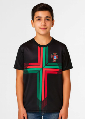 Ryze Boys & Girls Printed Polyester Regular T Shirt(Black, Pack of 1)