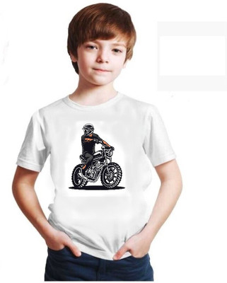 ktm tshirt Boys Printed Polyester Regular T Shirt(White, Pack of 1)