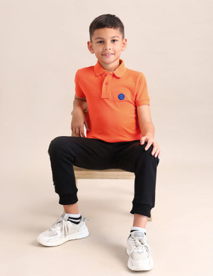 U.S. POLO ASSN. Boys Solid Pure Cotton Regular T Shirt(Orange, Pack of 1)
