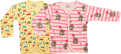 Bachcha Baby Boys & Baby Girls Printed Pure Cotton Regular T Shirt(Yellow, Pack of 2)