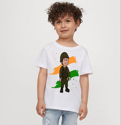 THEVENUS Boys & Girls Printed Polyester Regular T Shirt(White, Pack of 1)