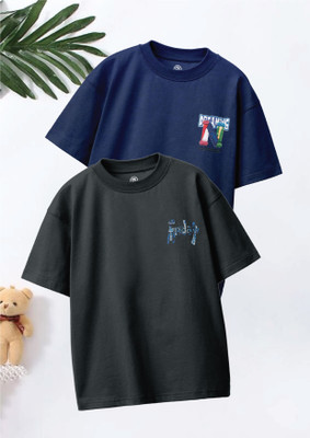 Codez Boys Graphic Print Pure Cotton Oversized T Shirt(Multicolor, Pack of 2)