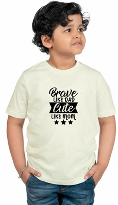 CHOMMBOOKA TRENDING Boys & Girls Graphic Print Pure Cotton Regular T Shirt(Beige, Pack of 1)