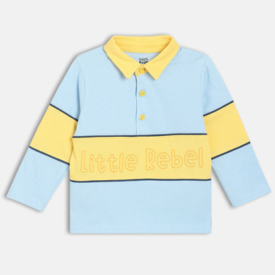 MINI KLUB Baby Boys Printed Polycotton Regular T Shirt(Blue, Pack of 1)