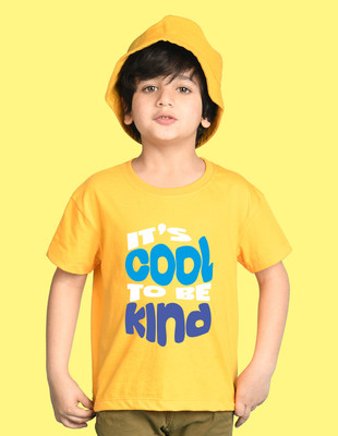 Nusyl Boys Graphic Print Cotton Blend Oversized T Shirt(Yellow, Pack of 1)